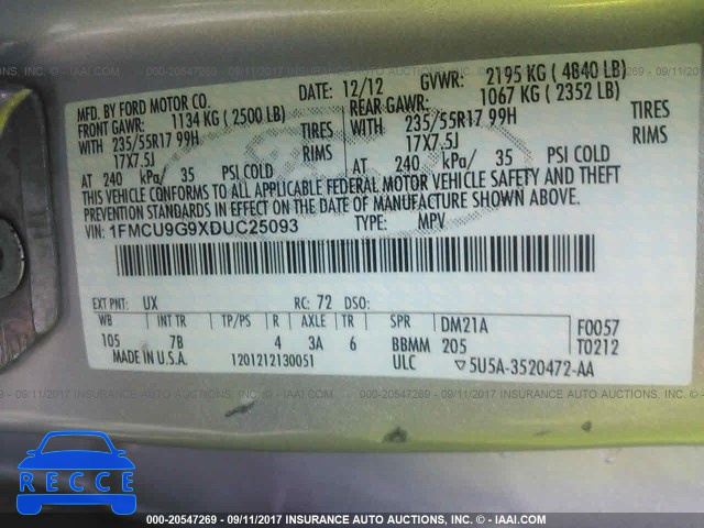2013 Ford Escape 1FMCU9G9XDUC25093 image 8