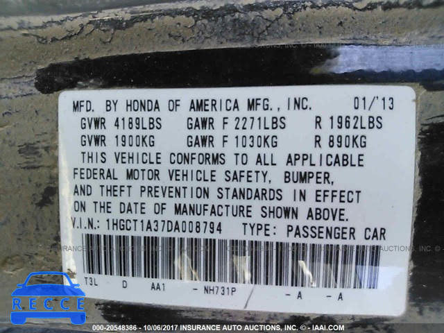 2013 Honda Accord 1HGCT1A37DA008794 image 8