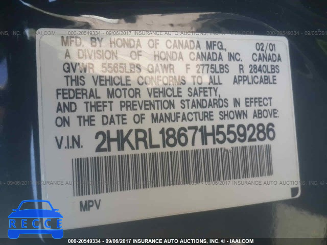 2001 Honda Odyssey EX 2HKRL18671H559286 image 8