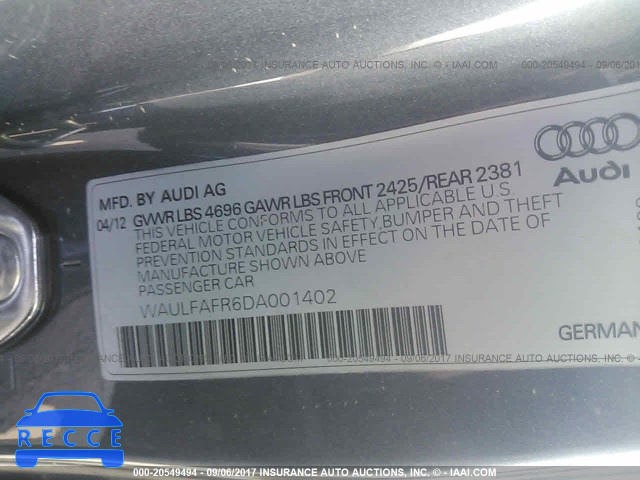 2013 Audi A5 PREMIUM PLUS WAULFAFR6DA001402 зображення 8
