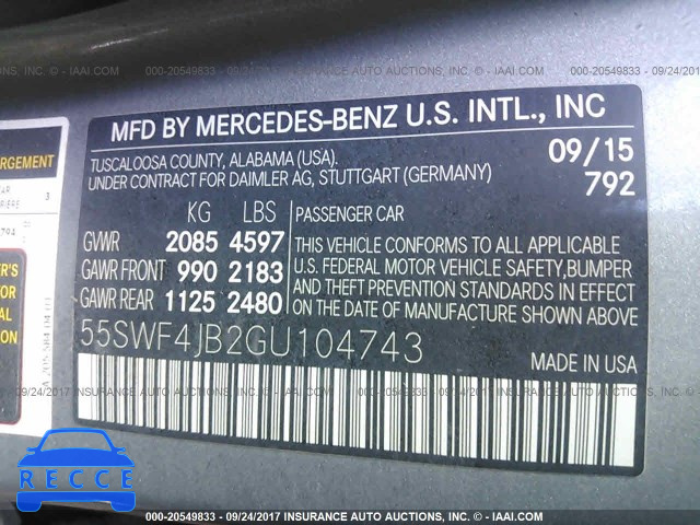 2016 Mercedes-benz C 300 55SWF4JB2GU104743 image 8