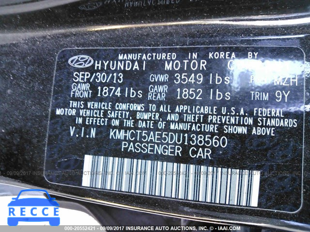 2013 Hyundai Accent KMHCT5AE5DU138560 image 8