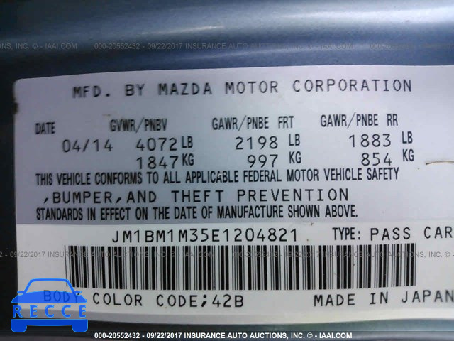 2014 Mazda 3 GRAND TOURING JM1BM1M35E1204821 image 8