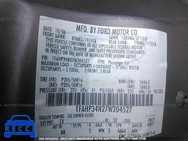 2007 Ford Focus 1FAHP34N27W204527 image 8