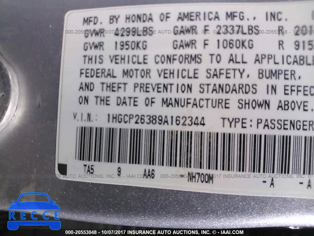 2009 Honda Accord 1HGCP26389A162344 image 8