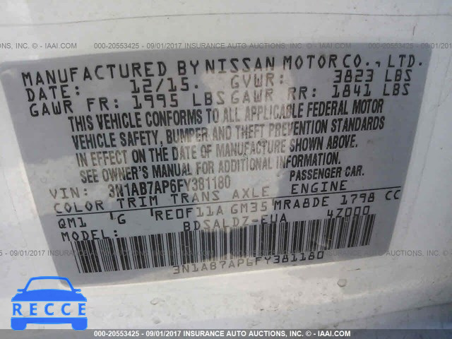 2015 Nissan Sentra 3N1AB7AP6FY381180 image 8