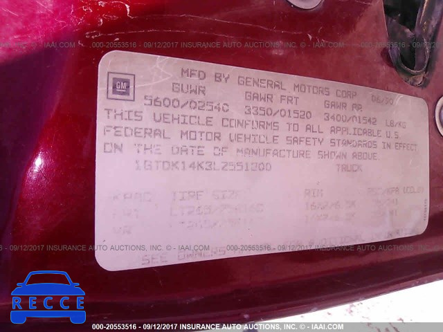 1990 GMC Sierra K1500 1GTDK14K3LZ551200 image 9