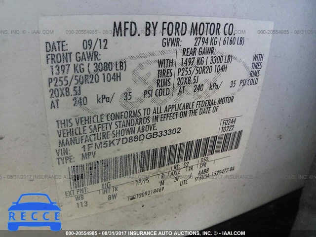 2013 Ford Explorer 1FM5K7D88DGB33302 image 8