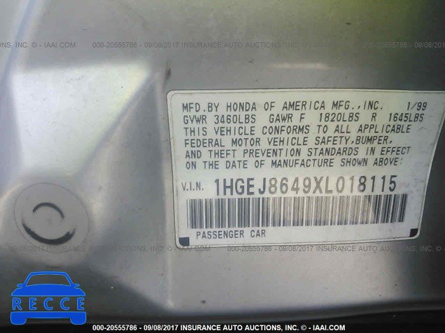 1999 Honda Civic EX 1HGEJ8649XL018115 Bild 8