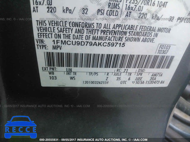 2010 Ford Escape 1FMCU9D79AKC59715 image 8