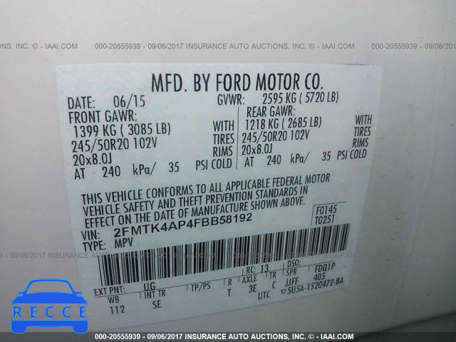 2015 Ford Edge SPORT 2FMTK4AP4FBB58192 image 8