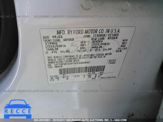 2004 Ford F350 SUPER DUTY 1FTWW32P34EA86062 image 8