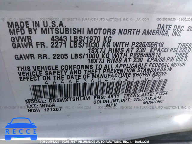 2013 Mitsubishi Outlander Sport 4A4AP3AU4DE011670 image 8