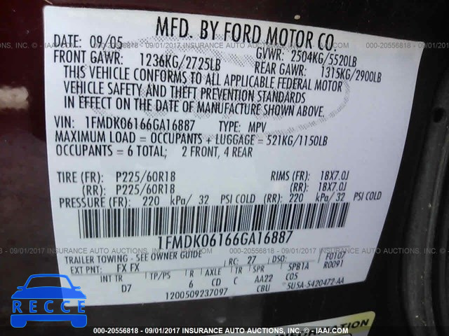 2006 Ford Freestyle LIMITED 1FMDK06166GA16887 image 8