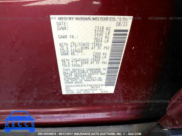 2015 Nissan Murano S/SL/SV/PLATINUM 5N1AZ2MG3FN262020 image 8