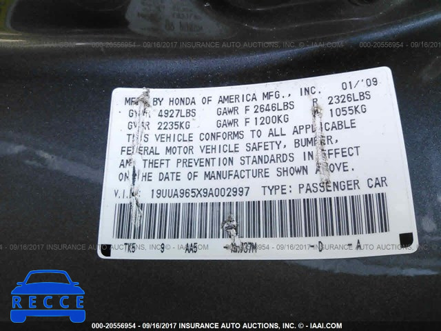 2009 Acura TL 19UUA965X9A002997 image 8