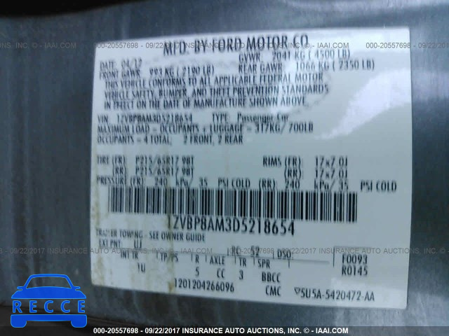 2013 Ford Mustang 1ZVBP8AM3D5218654 зображення 8