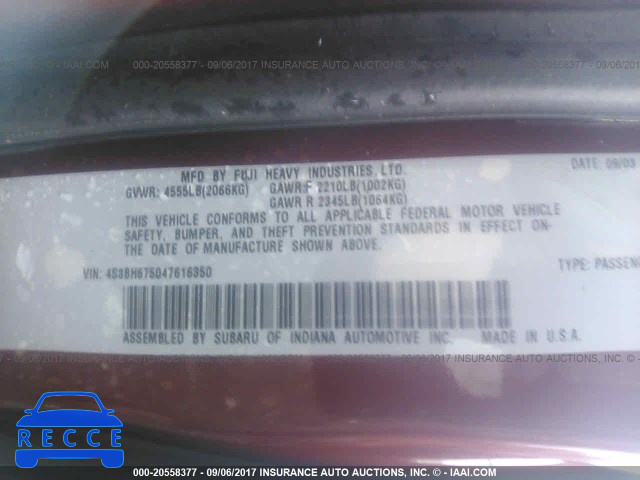 2004 Subaru Legacy OUTBACK AWP 4S3BH675047616350 image 8