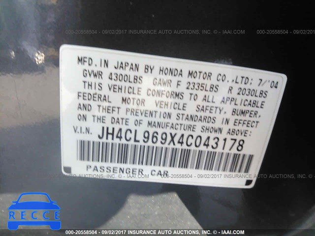 2004 Acura TSX JH4CL969X4C043178 Bild 8