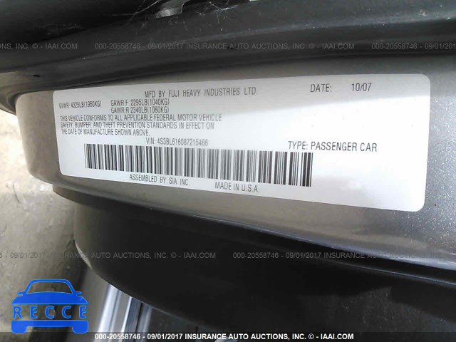 2008 Subaru Legacy 2.5I 4S3BL616087215466 Bild 8