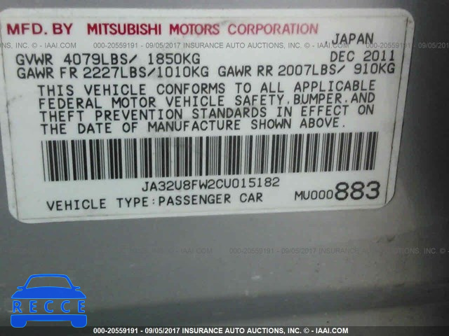 2012 Mitsubishi Lancer JA32U8FW2CU015182 image 8