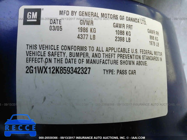 2005 Chevrolet Monte Carlo LT 2G1WX12K859342327 image 8