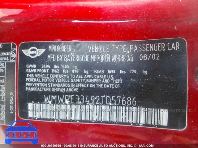 2002 Mini Cooper S WMWRE33492TD57686 image 8