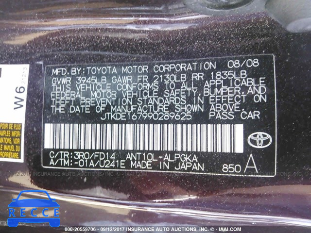 2009 Scion TC JTKDE167990289625 зображення 8