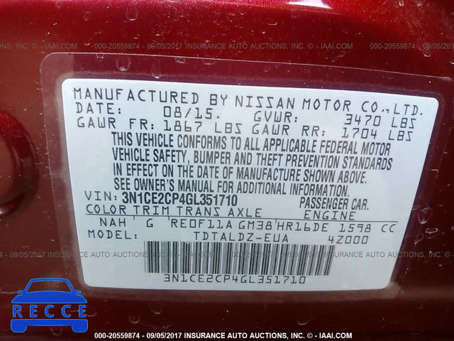 2016 Nissan Versa Note 3N1CE2CP4GL351710 Bild 8