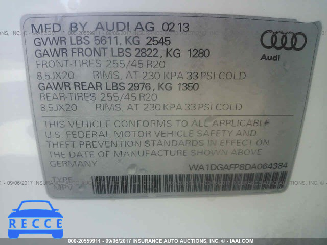 2013 Audi Q5 WA1DGAFP8DA064384 зображення 8