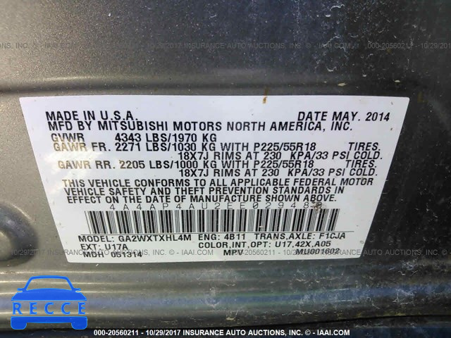 2014 Mitsubishi Outlander Sport SE 4A4AP4AU2EE029480 image 8