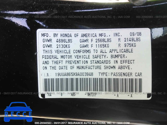 2009 Acura TL 19UUA865X9A003948 image 8