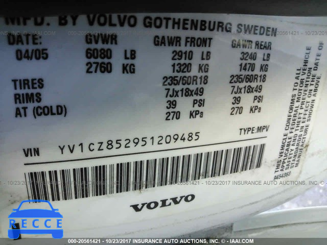 2005 Volvo XC90 V8 YV1CZ852951209485 зображення 8