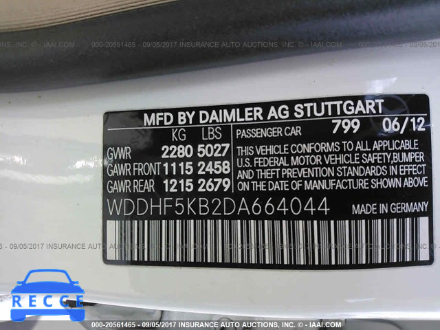 2013 Mercedes-benz E WDDHF5KB2DA664044 зображення 8