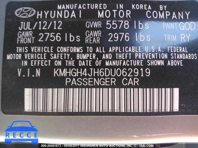 2013 Hyundai Equus KMHGH4JH6DU062919 зображення 8