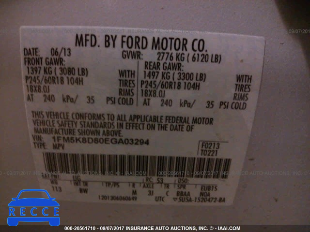 2014 Ford Explorer XLT 1FM5K8D80EGA03294 зображення 8