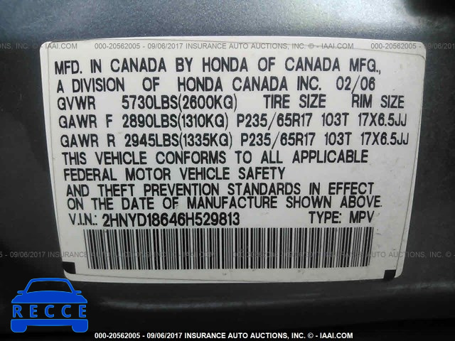 2006 ACURA MDX TOURING 2HNYD18646H529813 image 8