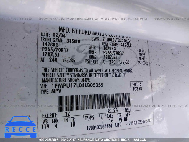 2004 Ford Expedition 1FMPU17L04LB05355 image 8
