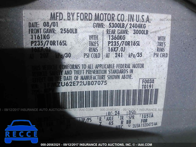 2002 Ford Explorer 1FMZU62E72UB07075 image 8