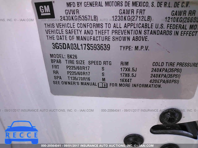 2007 Buick Rendezvous 3G5DA03L17S593639 зображення 8