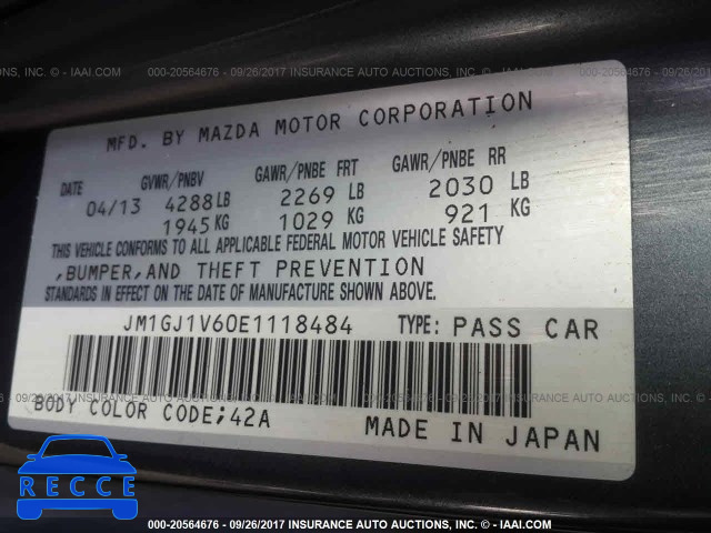 2014 Mazda 6 TOURING JM1GJ1V60E1118484 зображення 8