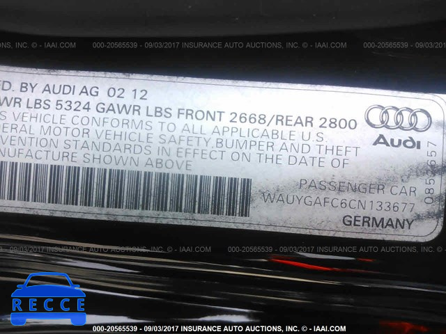 2012 Audi A7 PREMIUM PLUS WAUYGAFC6CN133677 image 8
