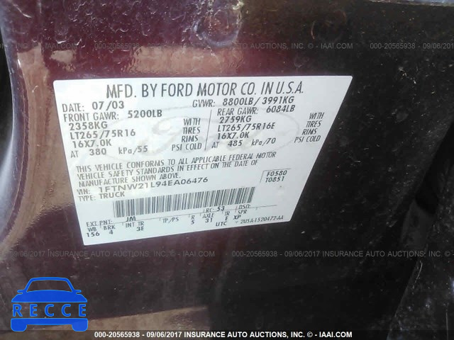 2004 Ford F250 1FTNW21L94EA06476 image 8