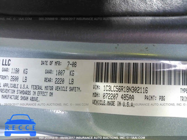 2008 Chrysler Sebring TOURING 1C3LC56R18N302116 зображення 8