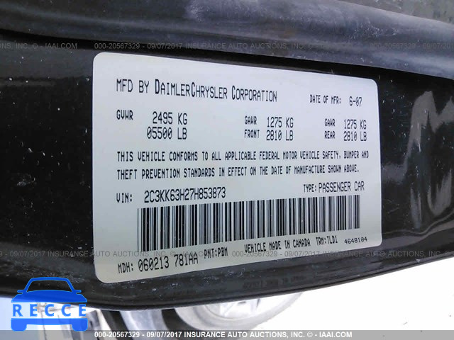 2007 Chrysler 300c 2C3KK63H27H853873 image 8