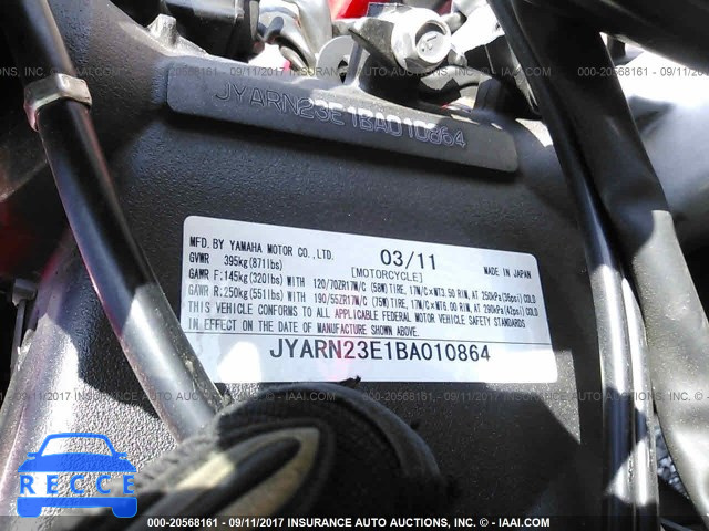 2011 Yamaha YZFR1 JYARN23E1BA010864 Bild 9