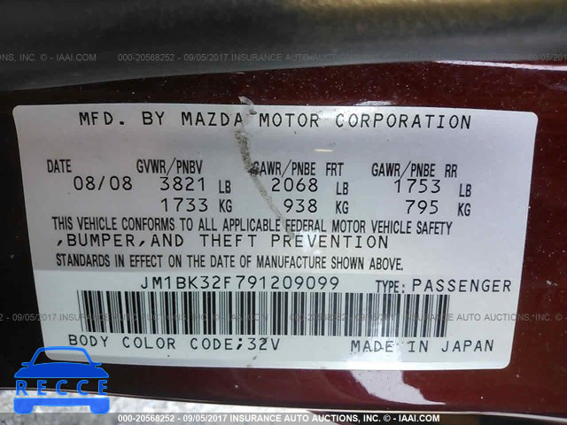 2009 Mazda 3 I JM1BK32F791209099 image 8