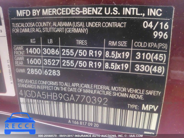 2016 Mercedes-benz GLE 350 4MATIC 4JGDA5HB9GA770392 image 8