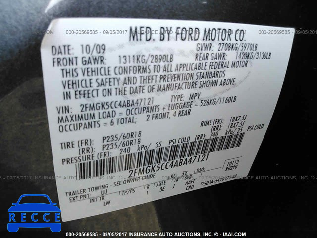 2010 Ford Flex 2FMGK5CC4ABA47121 image 8