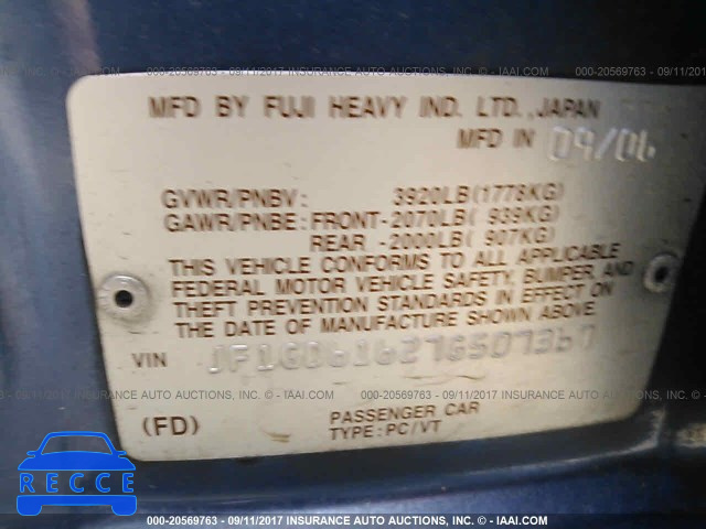 2007 Subaru Impreza 2.5I JF1GD61627G507367 image 8